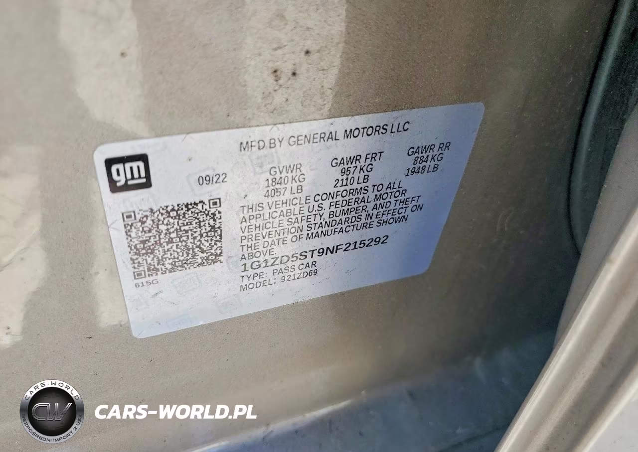 2022 Chevrolet Malibu Lt VIN:1G1ZD5ST9NF215292 - 12