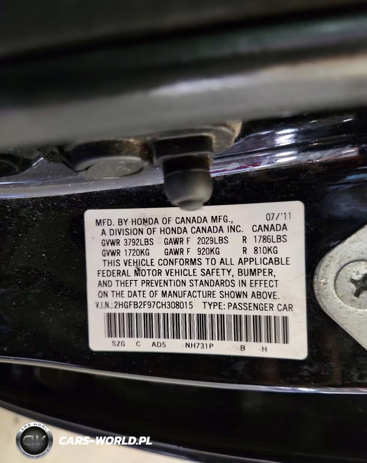 2012 Honda Civic Exl VIN:2HGFB2F97CH308015 - 12