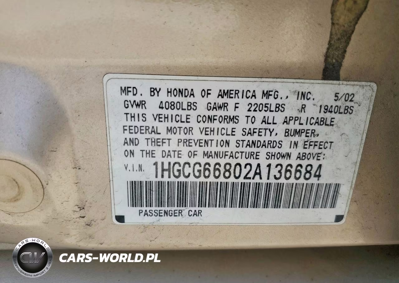 2002 Honda Accord Ex VIN:1HGCG66802A136684 - 12