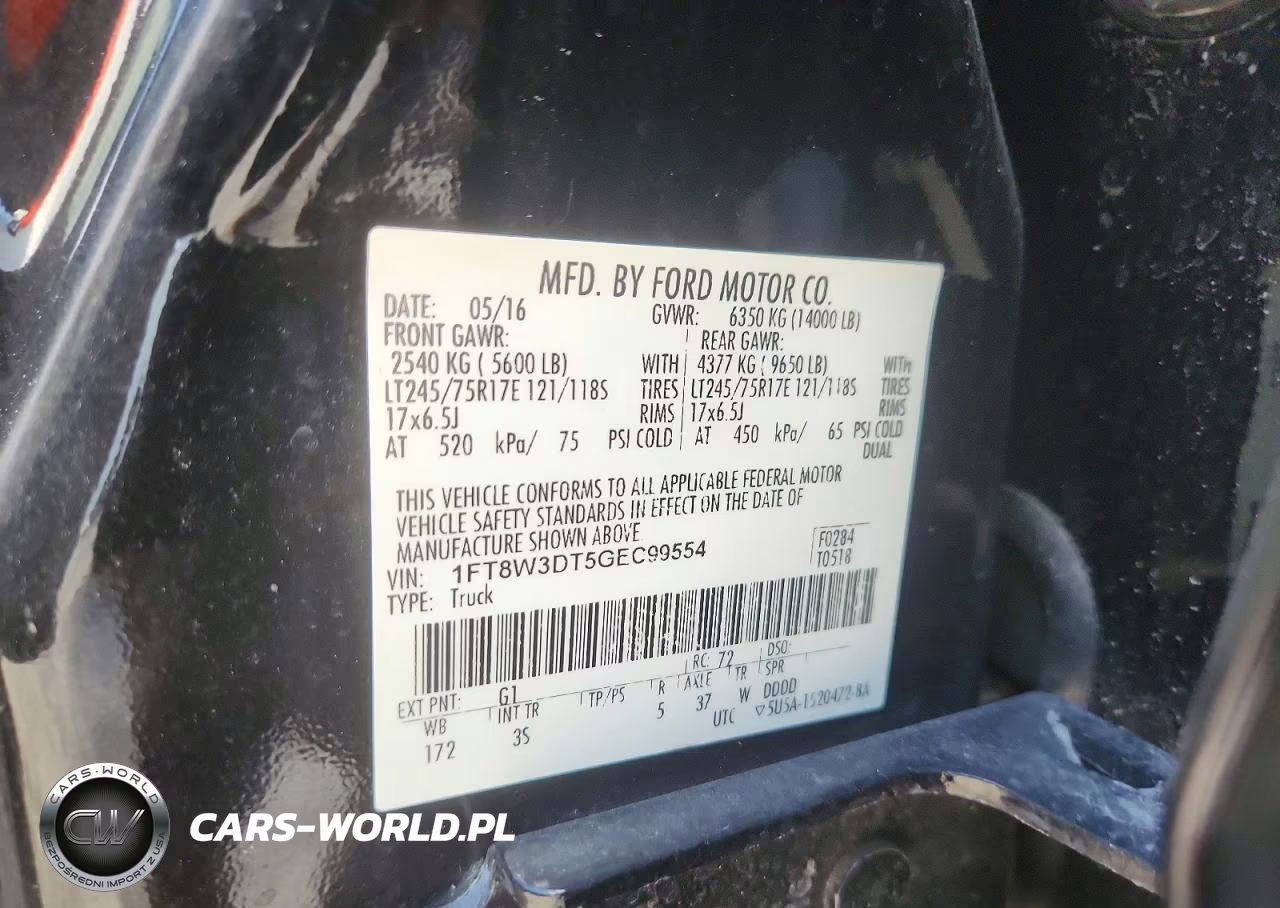 2016 Ford F350 Super Duty VIN:1FT8W3DT5GEC99554 - 12