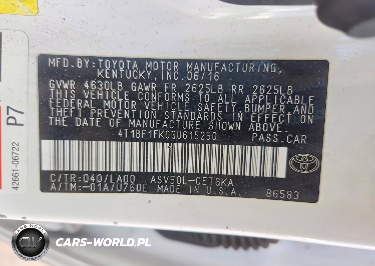 2016 Toyota Camry Xle VIN:4T1BF1FK0GU615250 - 12