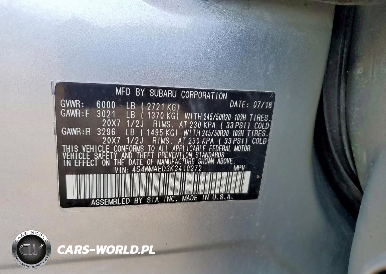 2019 Subaru Ascent Premium VIN:4S4WMAED3K3410272 - 13