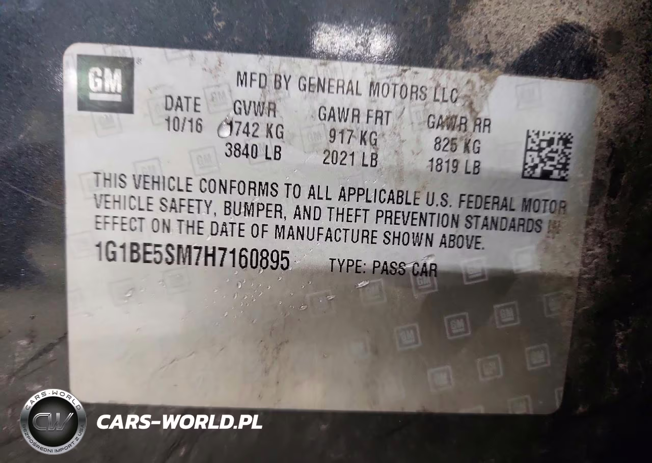 2017 Chevrolet Cruze Lt VIN:1G1BE5SM7H7160895 - 13