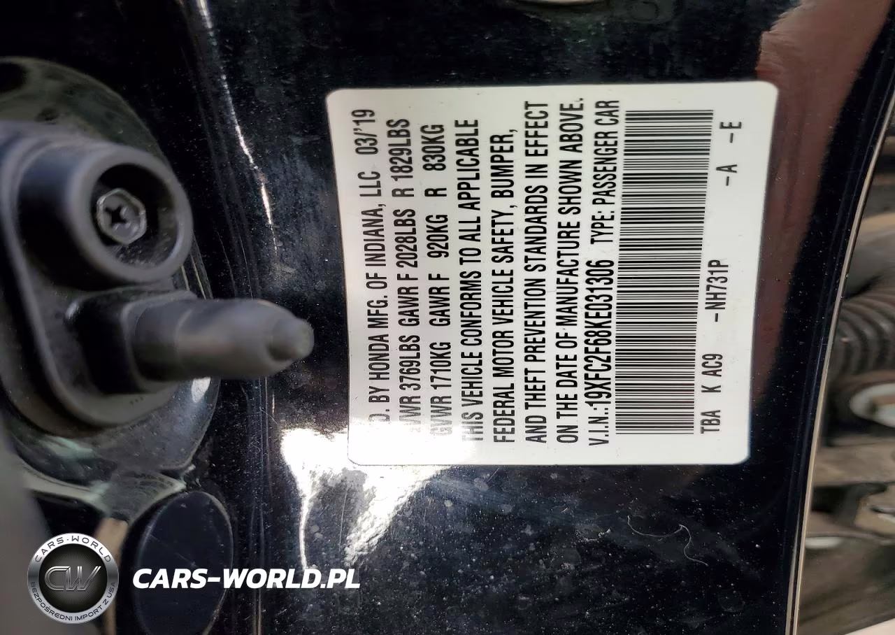 2019 Honda Civic Lx VIN:19XFC2F68KE031306 - 12