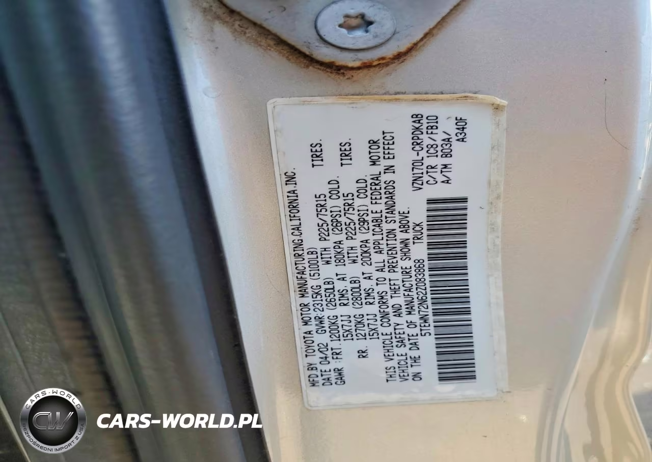 2002 Toyota Tacoma Xtracab VIN:5TEWN72N62Z083868 - 12