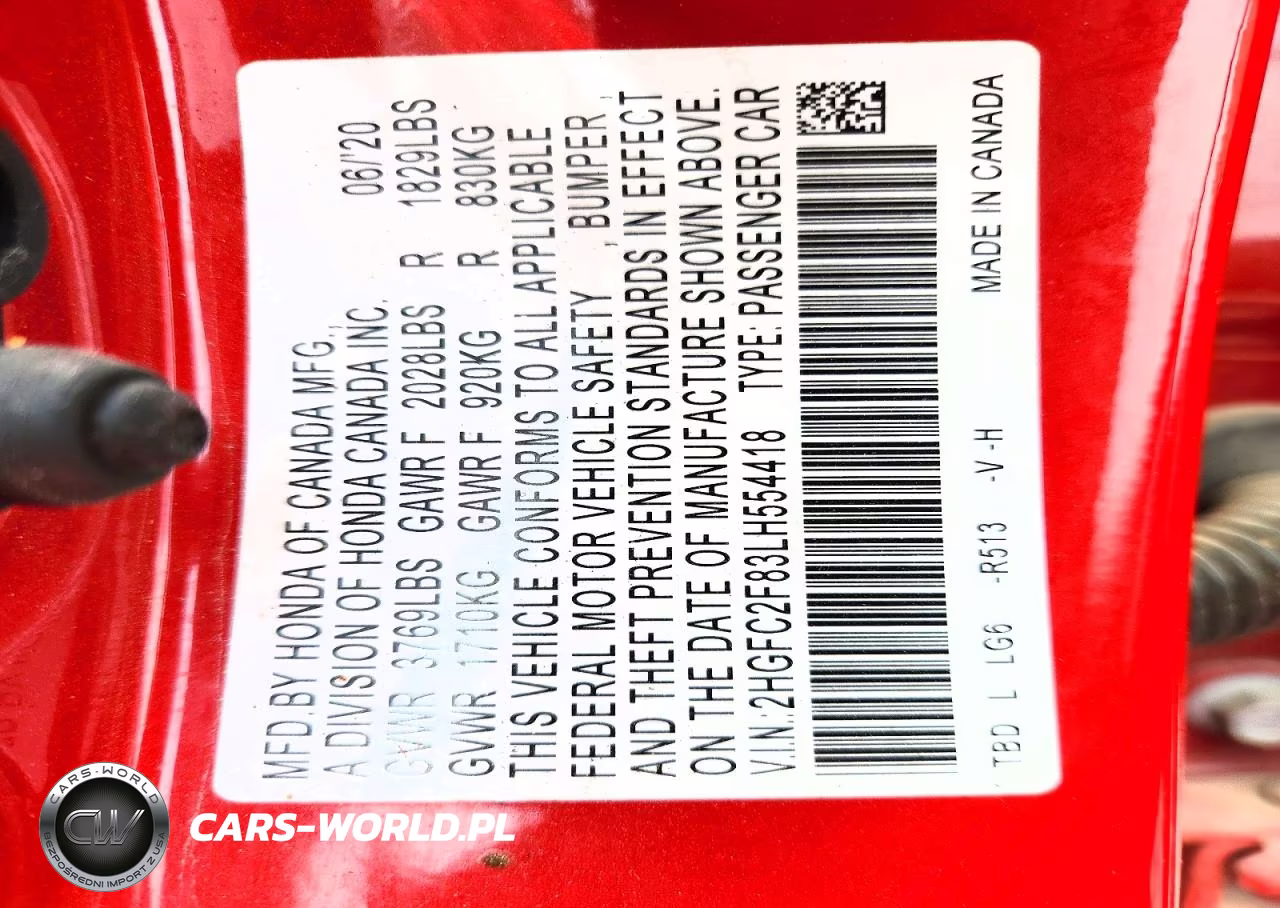 2020 Honda Civic Sport VIN:2HGFC2F83LH554418 - 12