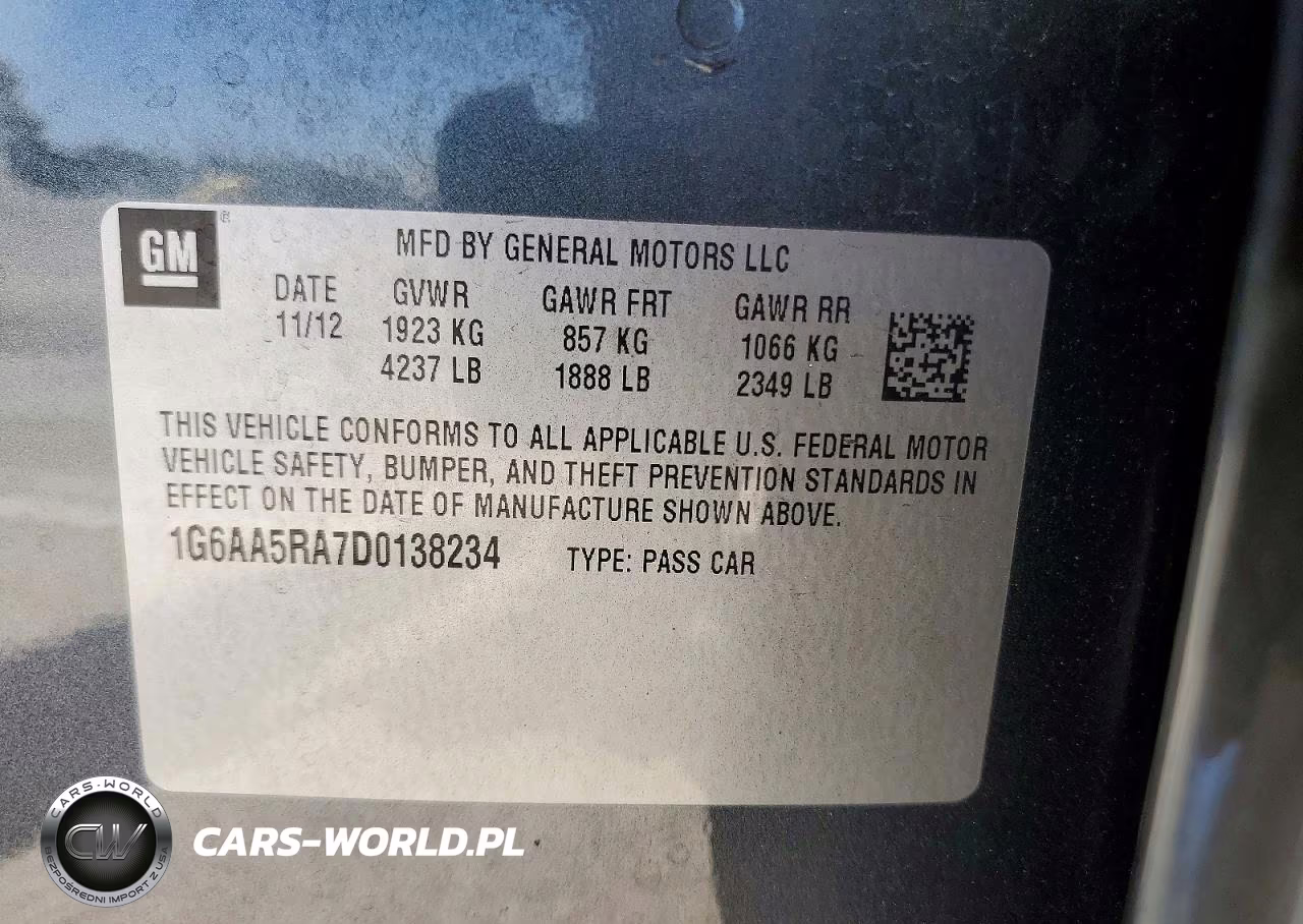 2013 Cadillac Ats VIN:1G6AA5RA7D0138234 - 12