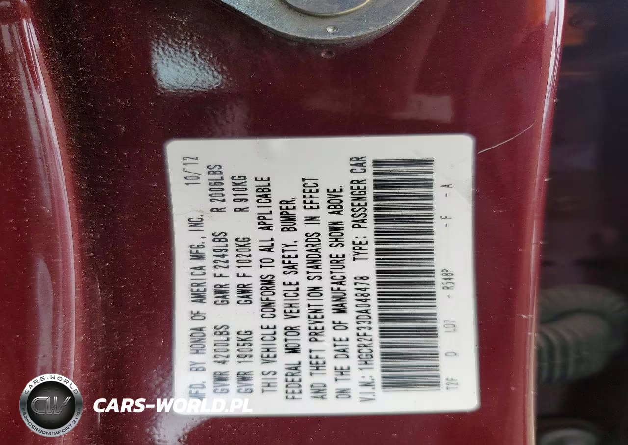 2013 Honda Accord Lx VIN:1HGCR2F33DA048478 - 12