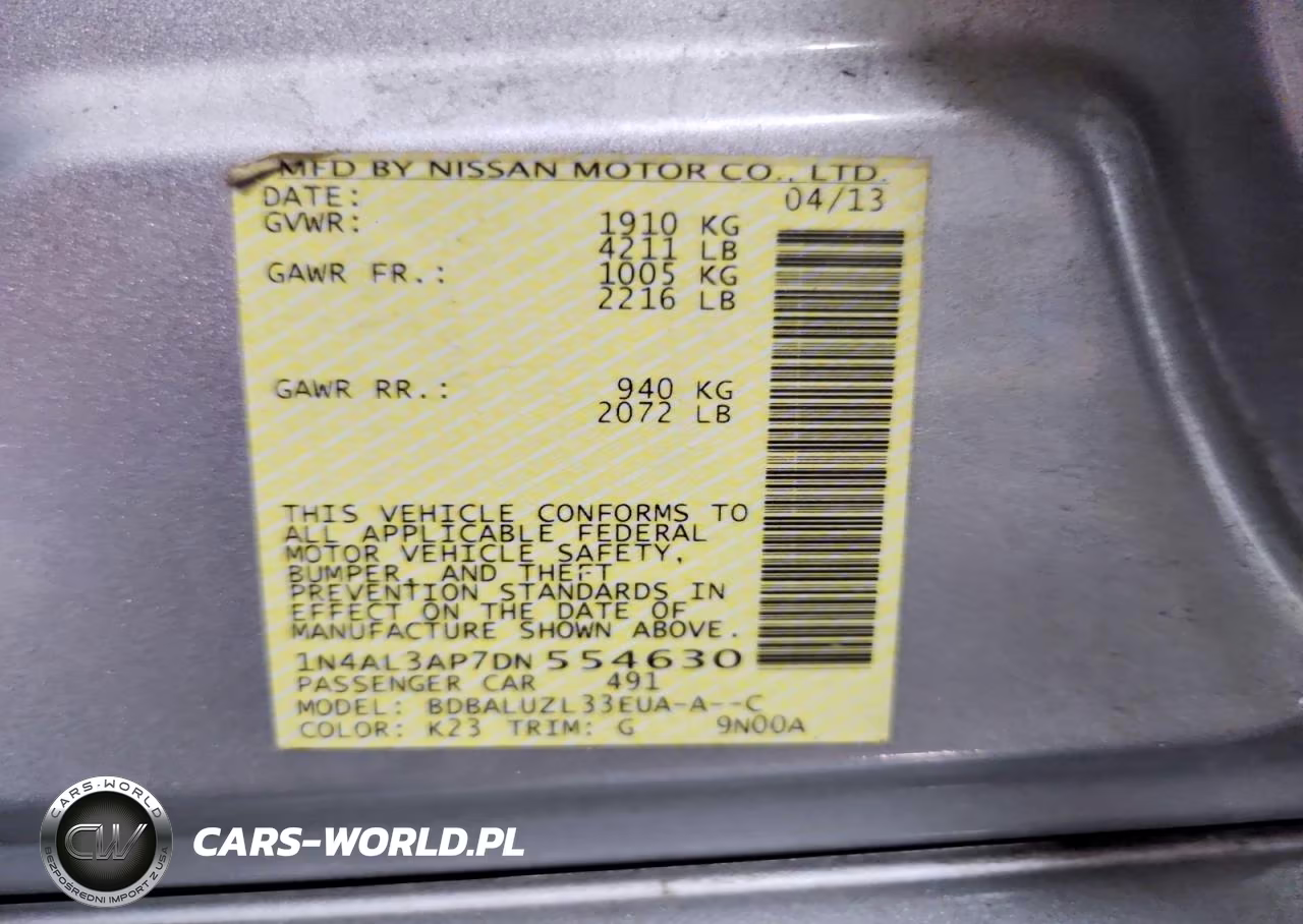 2013 Nissan Altima 2.5 VIN:1N4AL3AP7DN554630 - 12