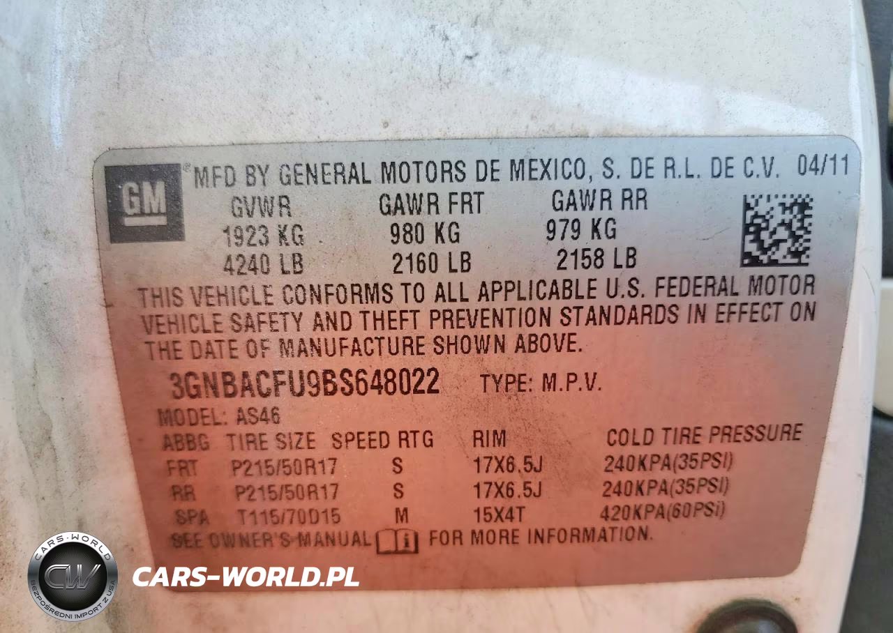 2011 Chevrolet Hhr Lt VIN:3GNBACFU9BS648022 - 12
