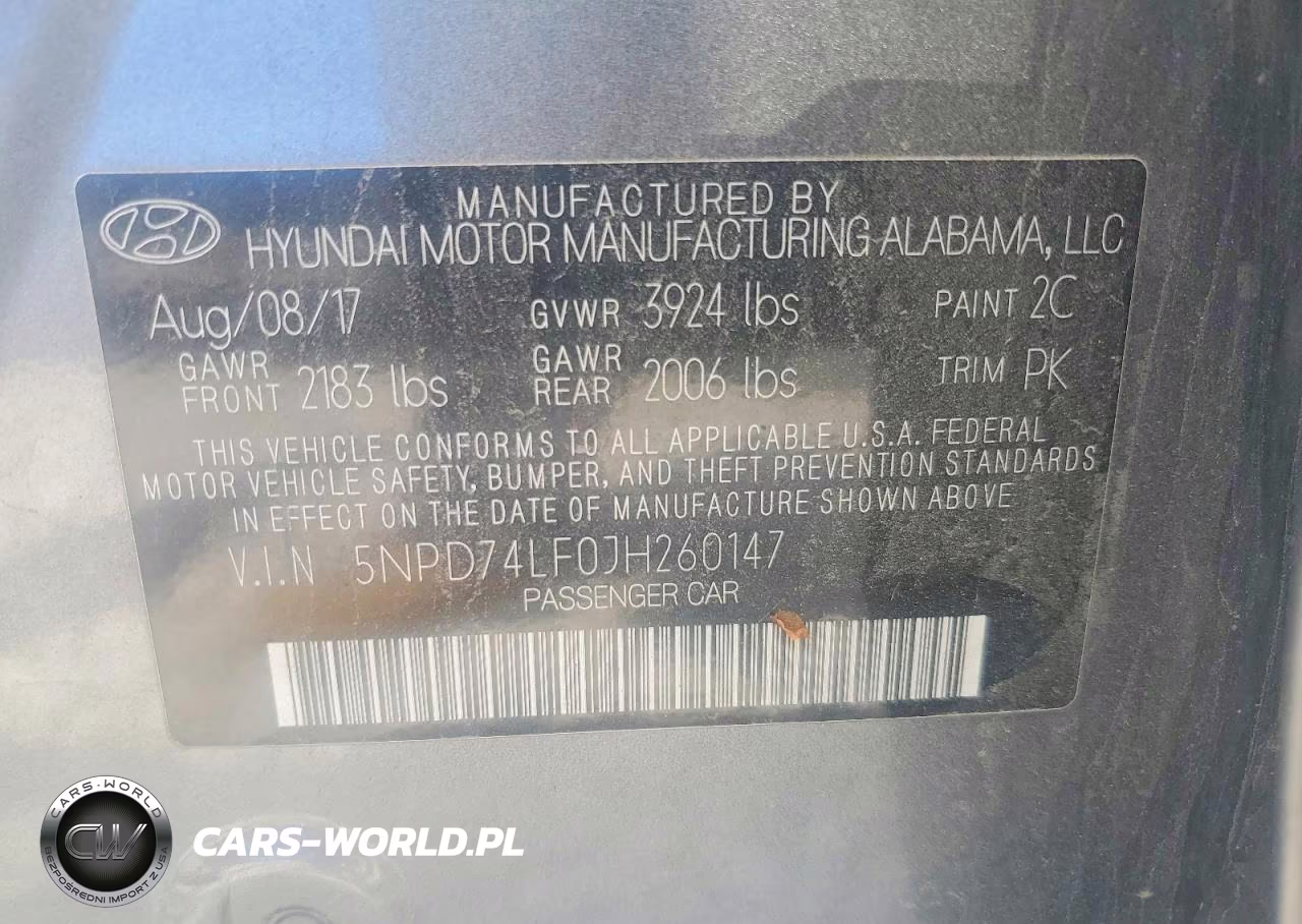 2018 Hyundai Elantra Se VIN:5NPD74LF0JH260147 - 12