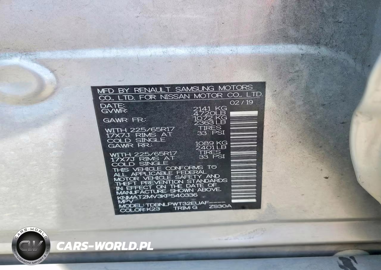 2019 Nissan Rogue S VIN:KNMAT2MV3KP540336 - 13