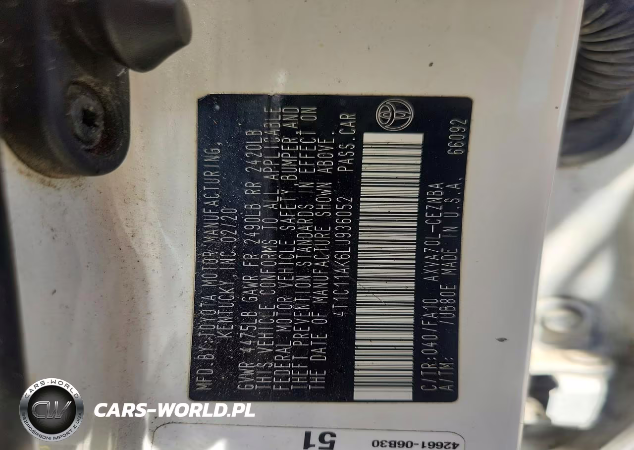 2020 Toyota Camry Le VIN:4T1C11AK6LU936052 - 12
