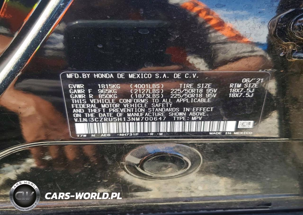 2022 Honda Hr-V Sport VIN:3CZRU5H13NM700647 - 13