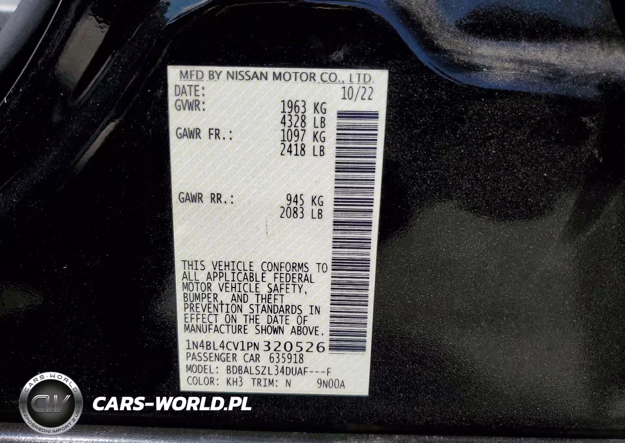 2023 Nissan Altima Sr VIN:1N4BL4CV1PN320526 - 12