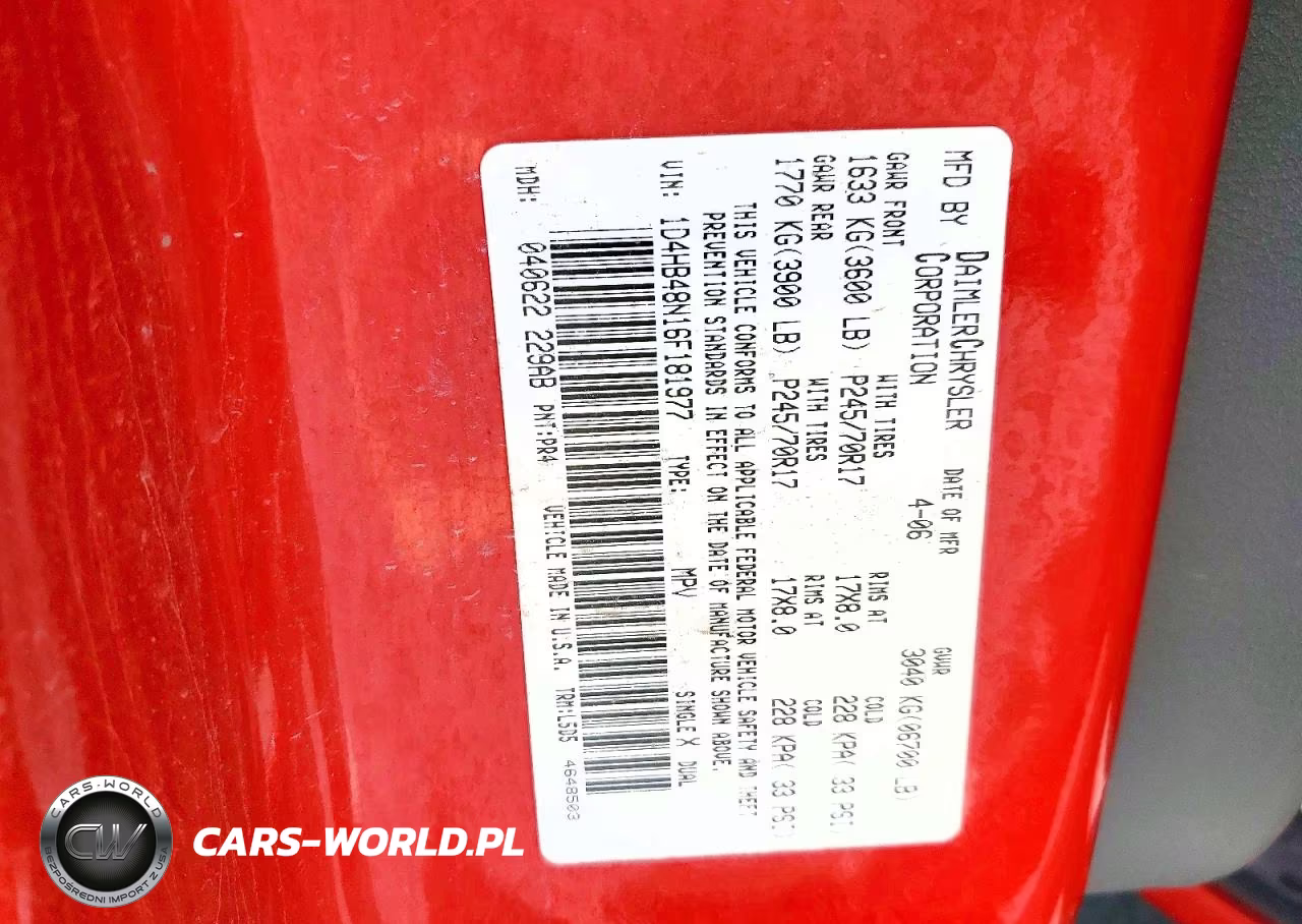 2006 Dodge Durango Slt VIN:1D4HB48N16F181977 - 13