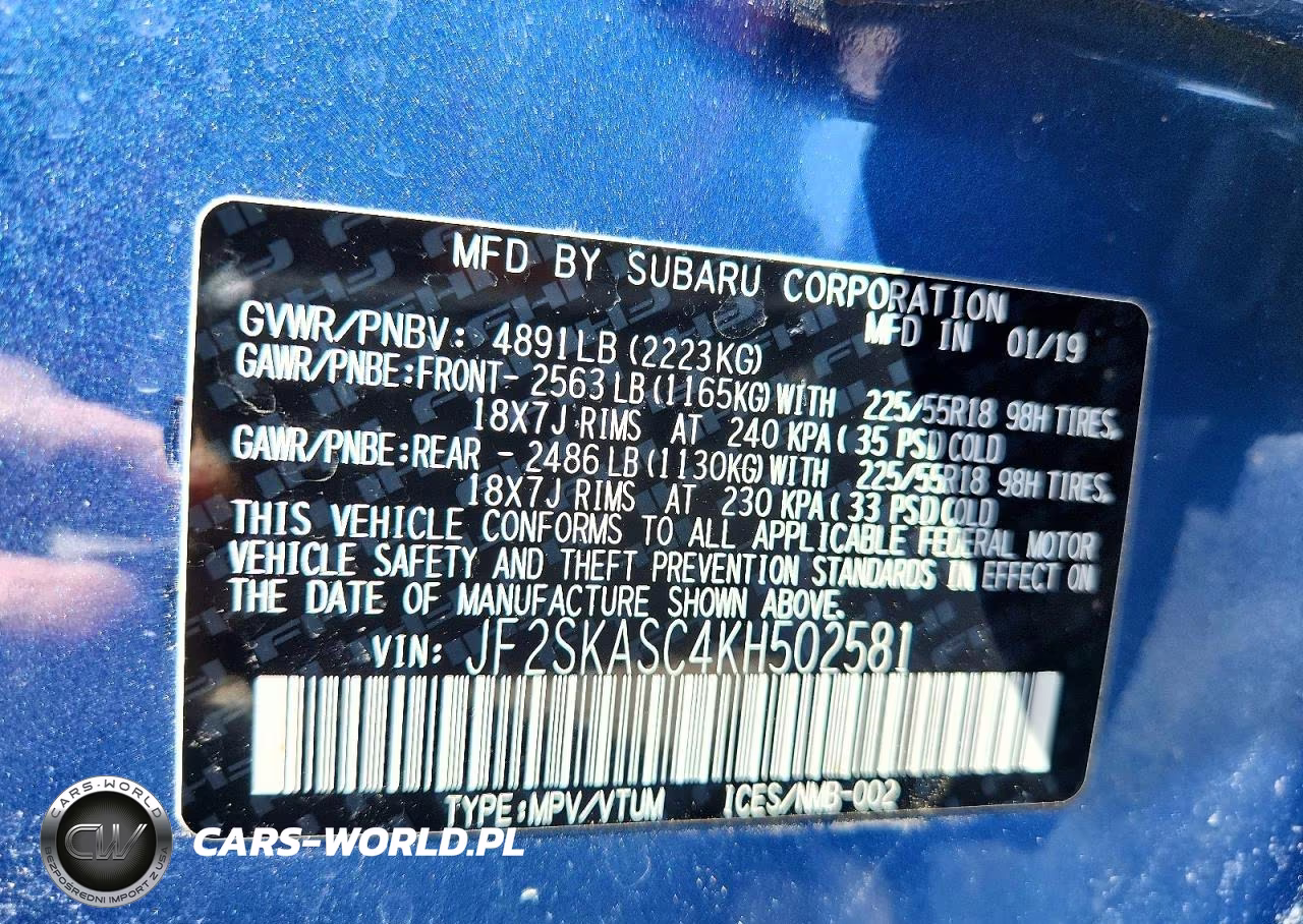 2019 Subaru Forester Limited VIN:JF2SKASC4KH502581 - 13