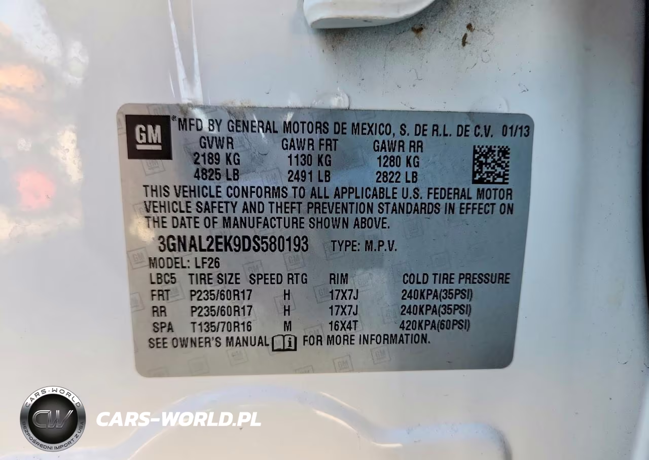 2013 Chevrolet Captiva Ls VIN:3GNAL2EK9DS580193 - 13
