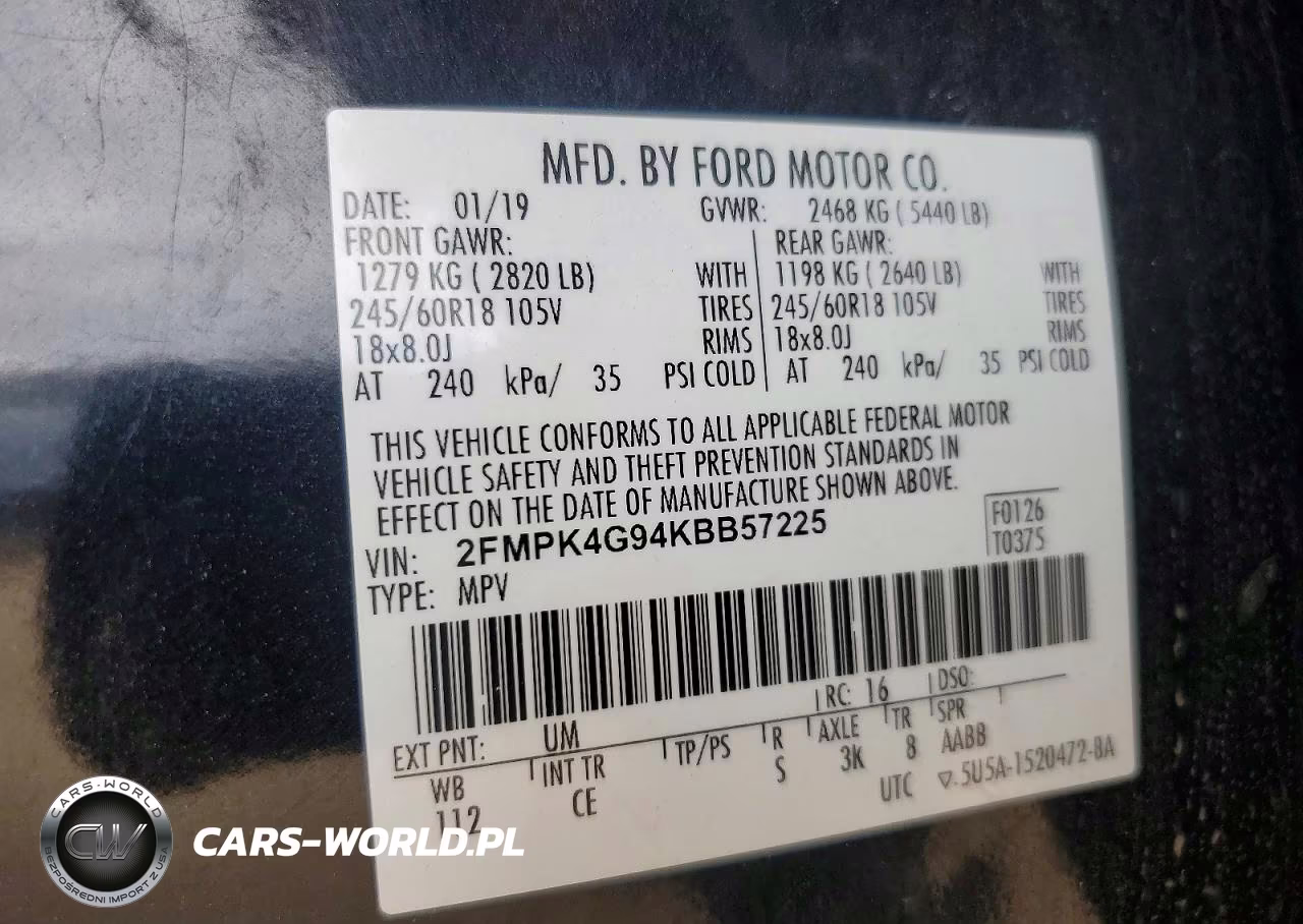 2019 Ford Edge Se VIN:2FMPK4G94KBB57225 - 12