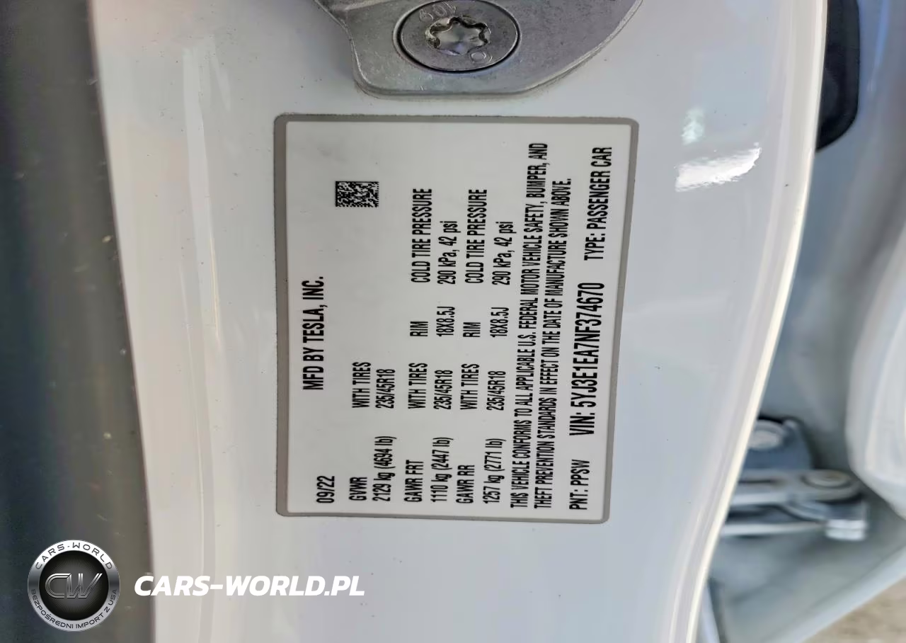 2022 Tesla Model 3 VIN:5YJ3E1EA7NF374670 - 12