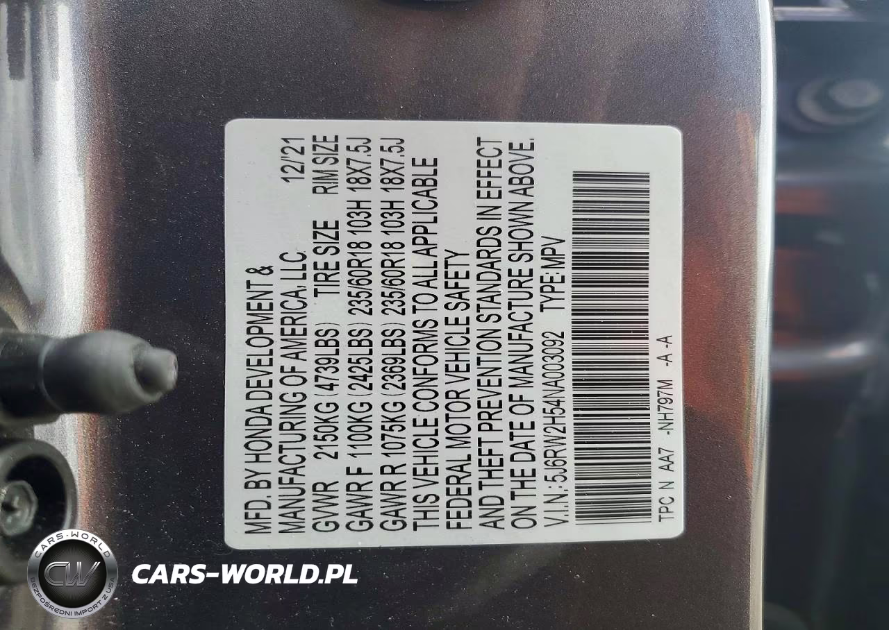 2022 Honda Cr-V Ex VIN:5J6RW2H54NA003092 - 14