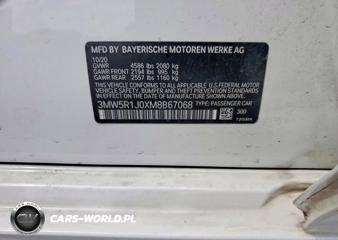 2021 BMW 330I VIN:3MW5R1J0XM8B67068 - 12