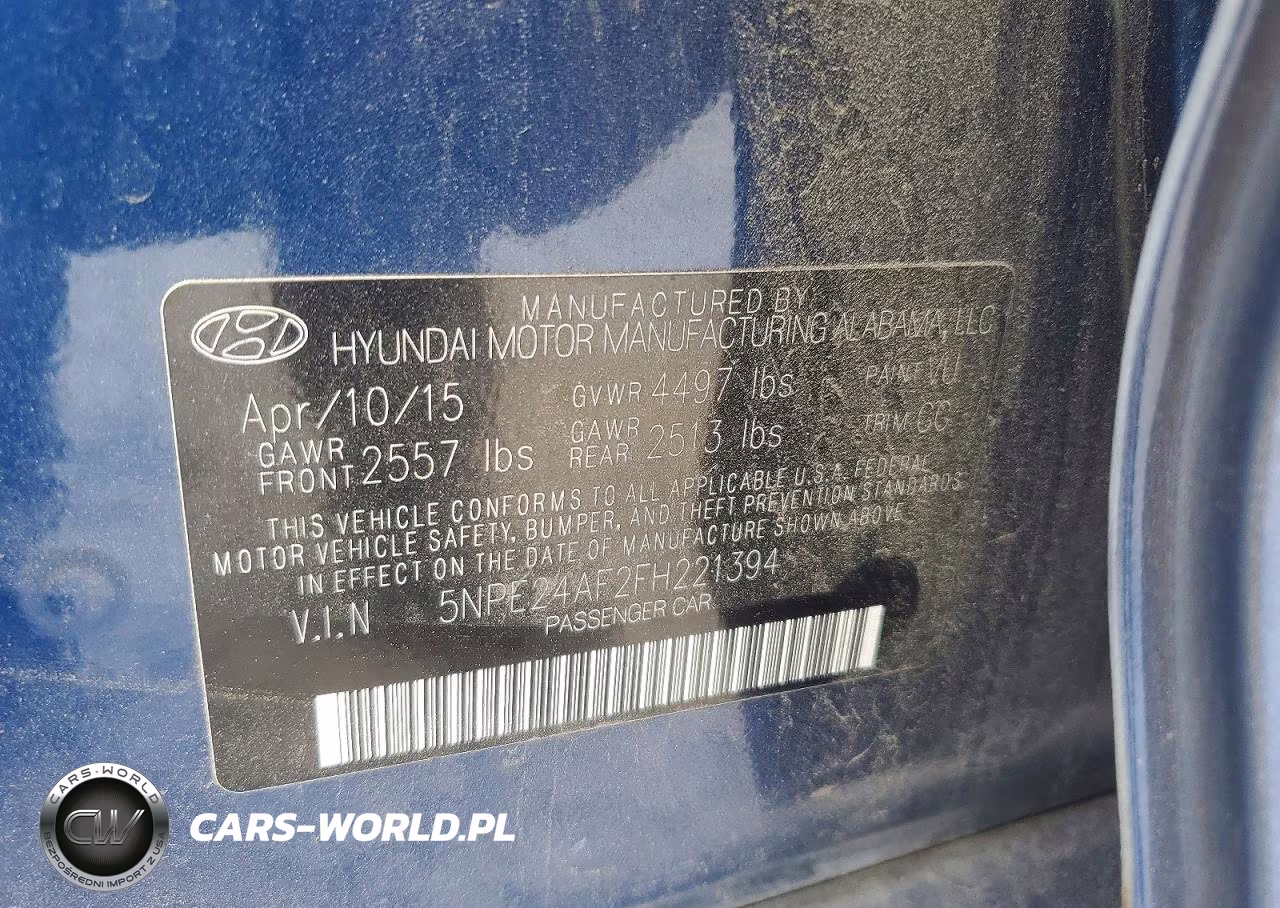 2015 Hyundai Sonata Se VIN:5NPE24AF2FH221394 - 12