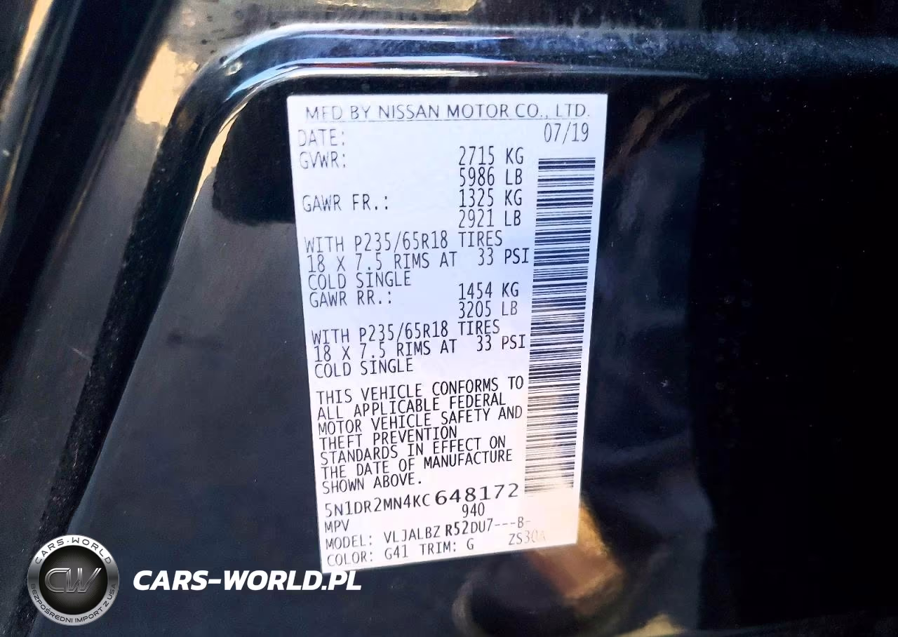2019 Nissan Pathfinder S VIN:5N1DR2MN4KC648172 - 13