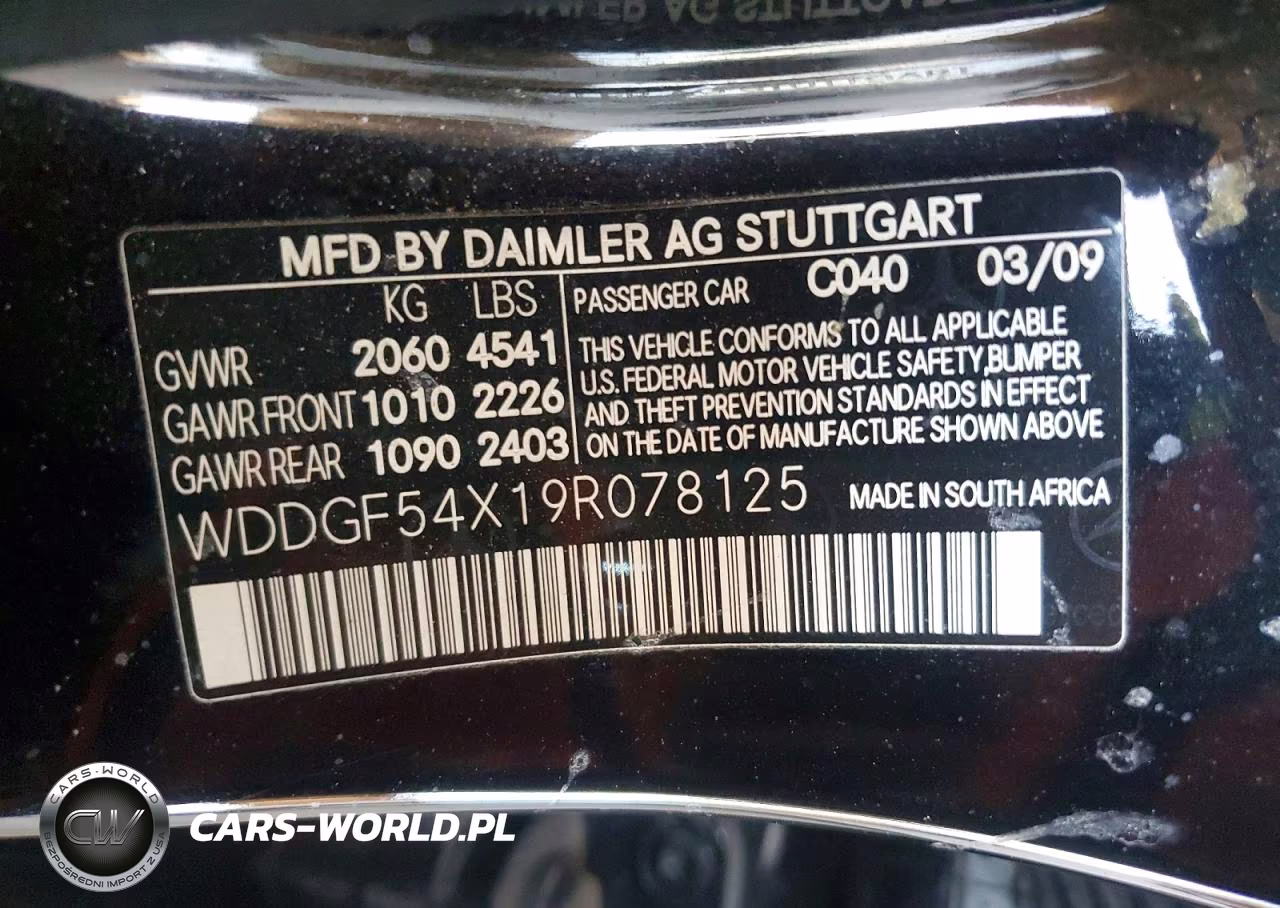 2009 Mercedes-Benz C 300 VIN:WDDGF54X19R078125 - 12