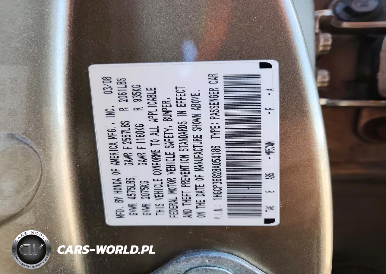 2008 Honda Accord Exl VIN:1HGCP36828A054186 - 12