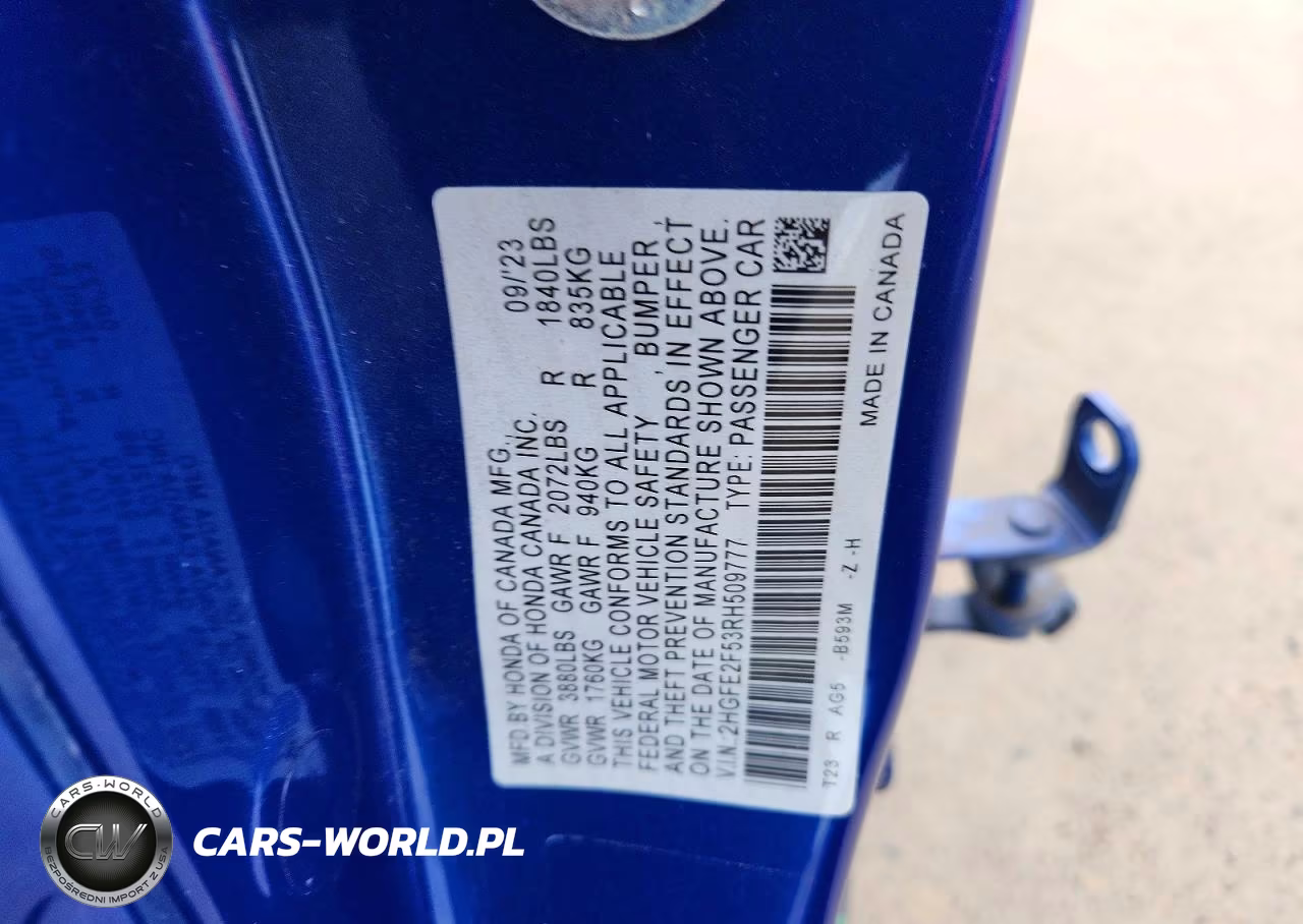2024 Honda Civic Sport VIN:2HGFE2F53RH509777 - 13