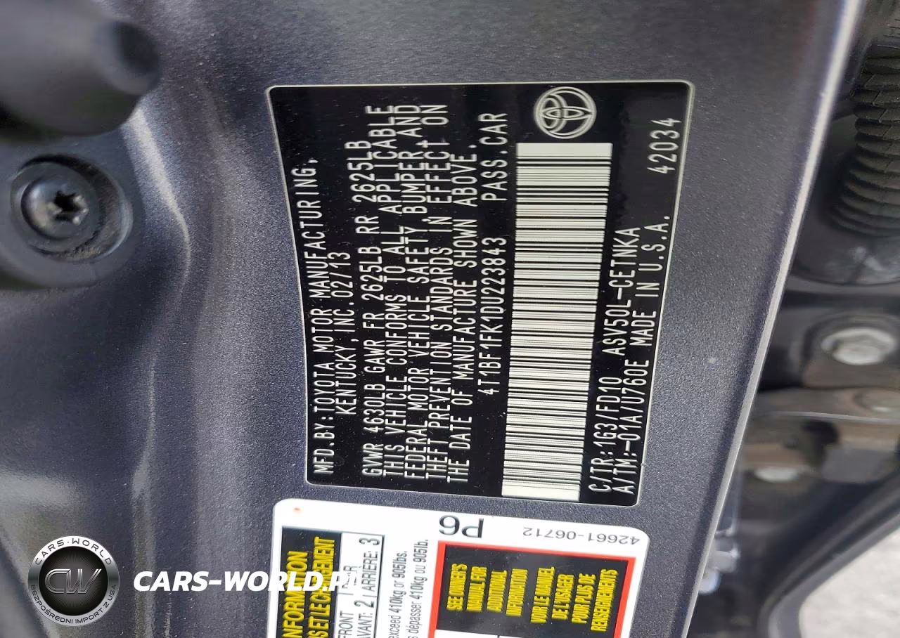 2013 Toyota Camry Le VIN:4T1BF1FK1DU223843 - 12
