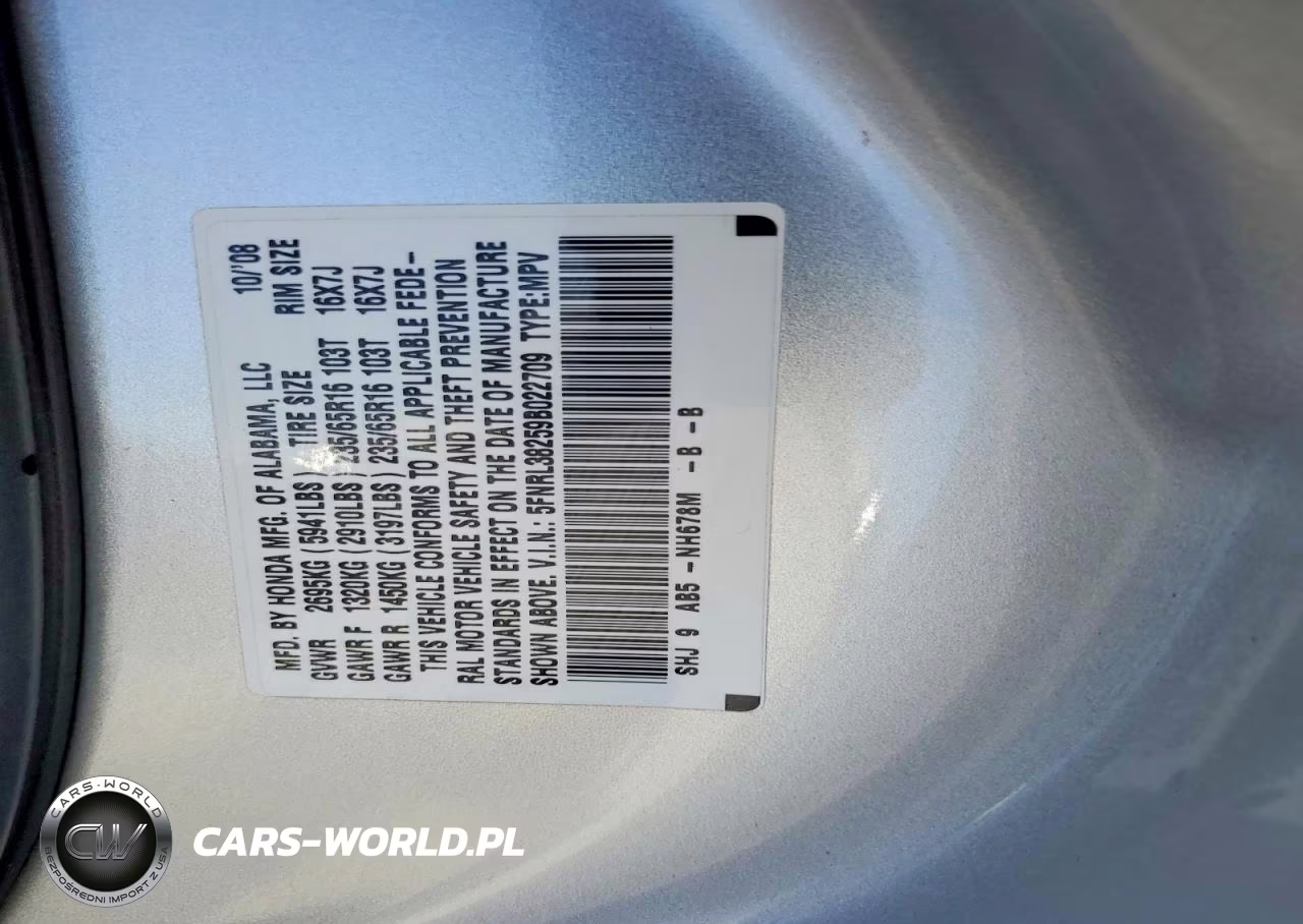 2009 Honda Odyssey Lx VIN:5FNRL38259B022709 - 13