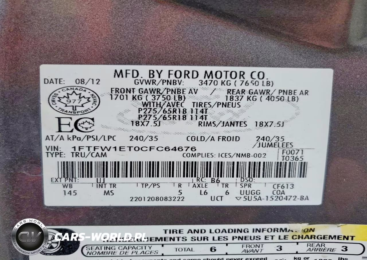 2012 Ford F150 Supercrew VIN:1FTFW1ET0CFC64676 - 12