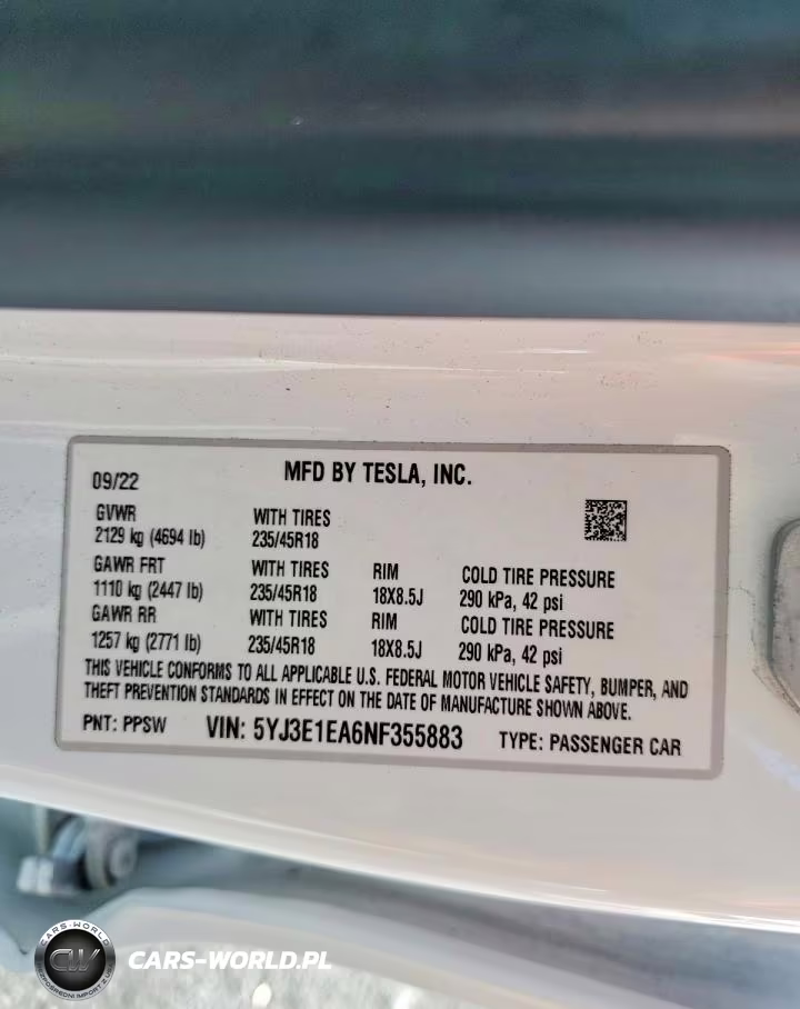 2022 Tesla Model 3 VIN:5YJ3E1EA6NF355883 - 12