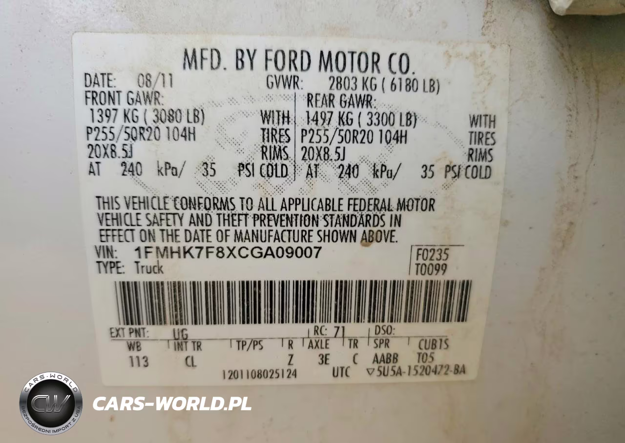 2012 Ford Explorer Limited VIN:1FMHK7F8XCGA09007 - 14