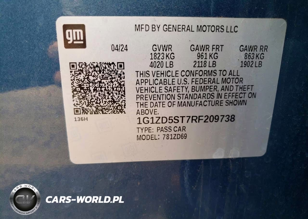 2024 Chevrolet Malibu Lt VIN:1G1ZD5ST7RF209738 - 13