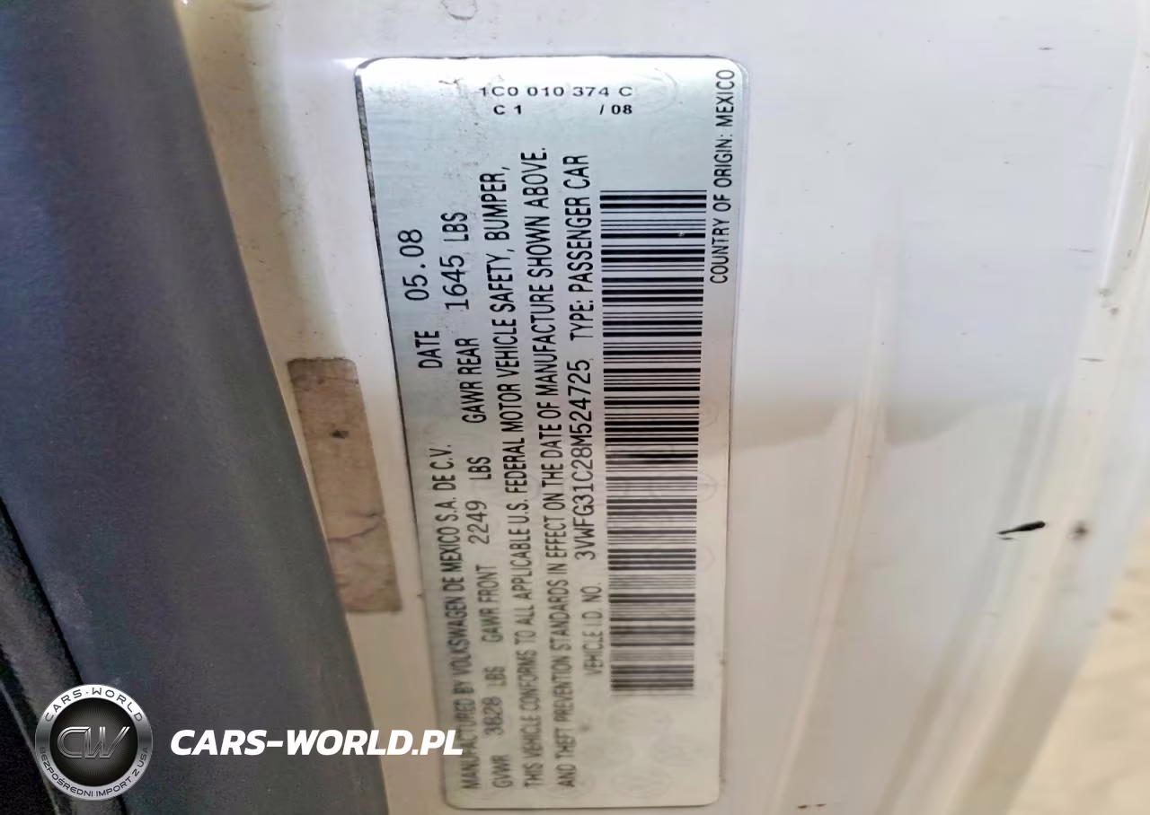 2008 Volkswagen New Beetle Triple White VIN:3VWFG31C28M524725 - 12