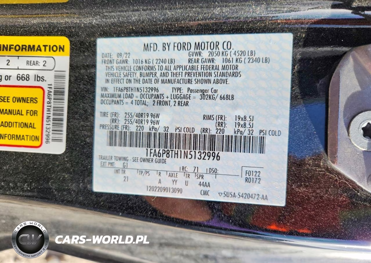 2022 Ford Mustang VIN:1FA6P8TH1N5132996 - 12