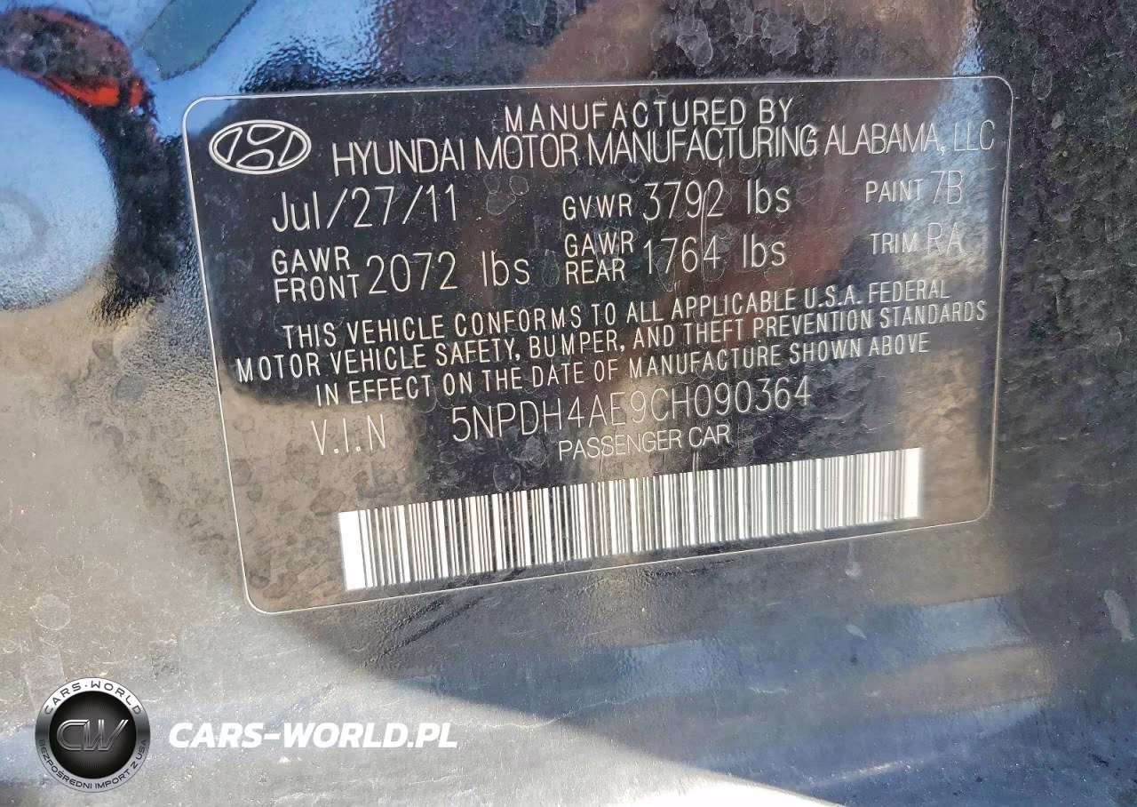 2012 Hyundai Elantra Gls VIN:5NPDH4AE9CH090364 - 12
