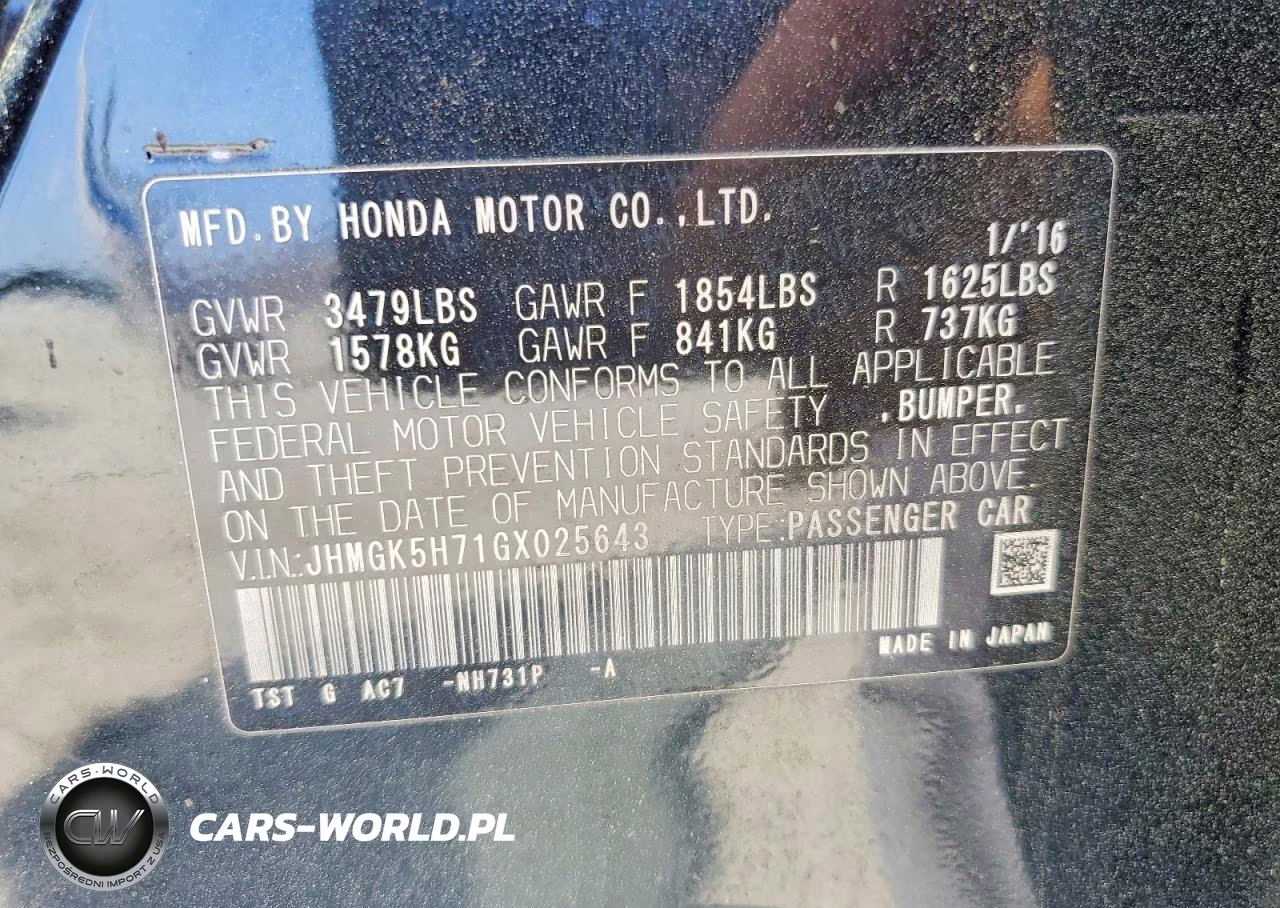 2016 Honda Fit Ex VIN:JHMGK5H71GX025643 - 12