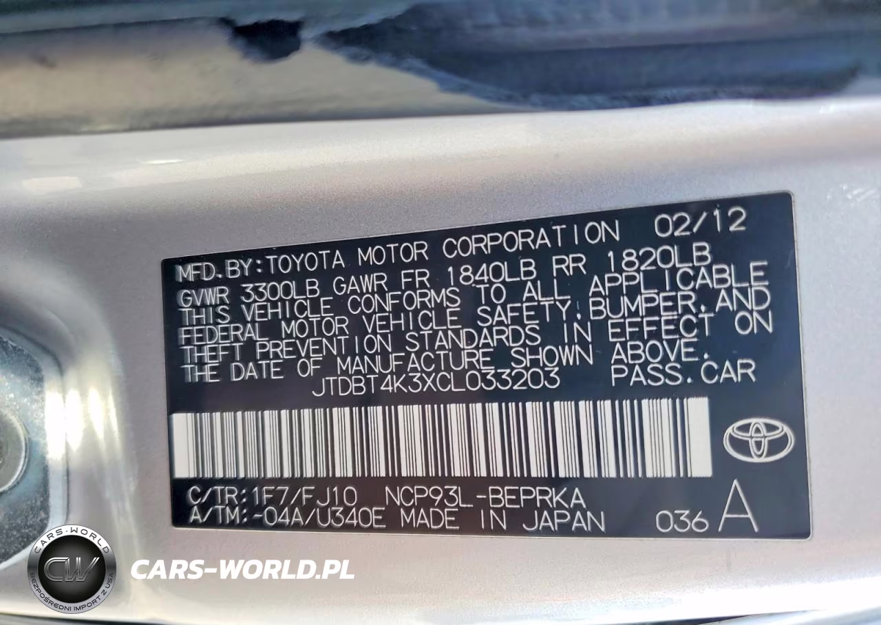2012 Toyota Yaris Fleet VIN:JTDBT4K3XCL033203 - 12