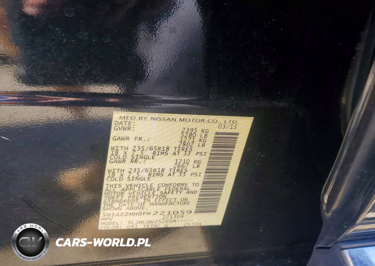 2015 Nissan Murano S VIN:5N1AZ2MH0FN221059 - 13