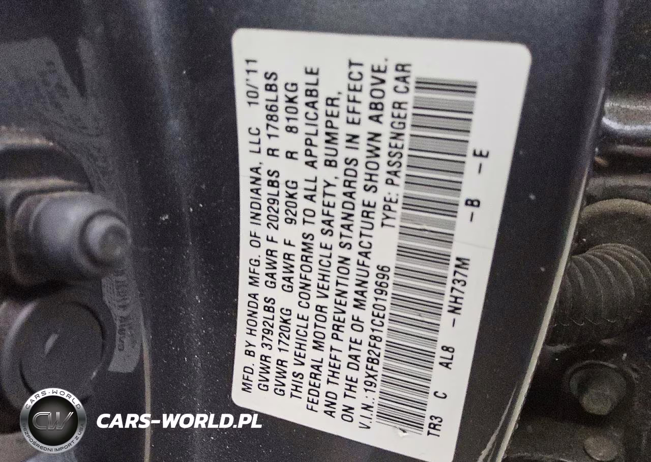 2012 Honda Civic Ex VIN:19XFB2F81CE019696 - 12