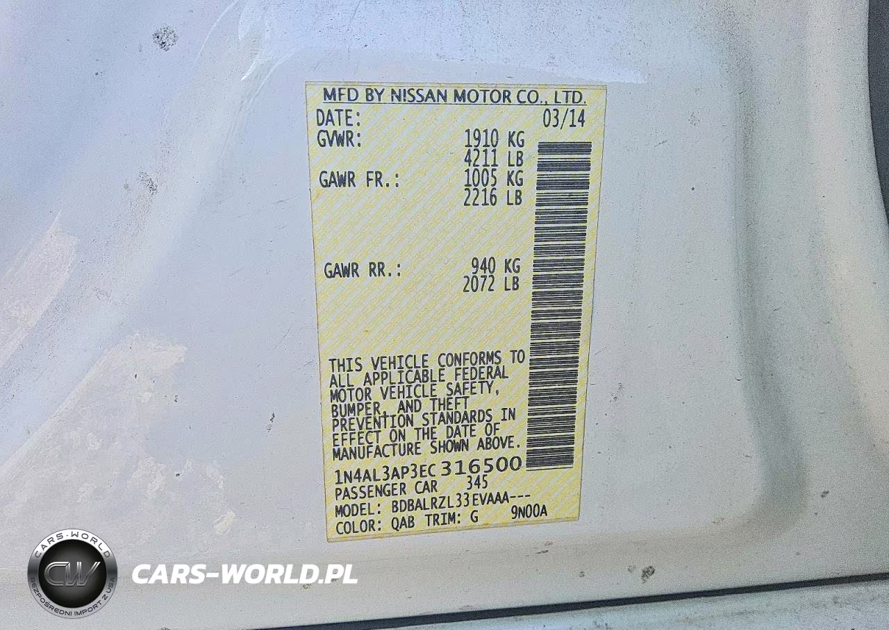 2014 Nissan Altima 2.5 S VIN:1N4AL3AP3EC316500 - 12