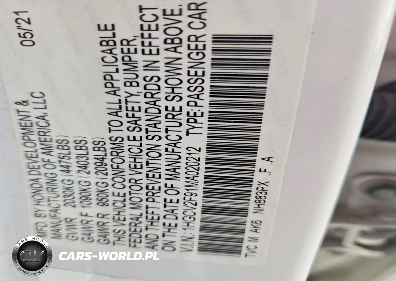 2021 Honda Accord Touring VIN:1HGCV2F91MA020212 - 12