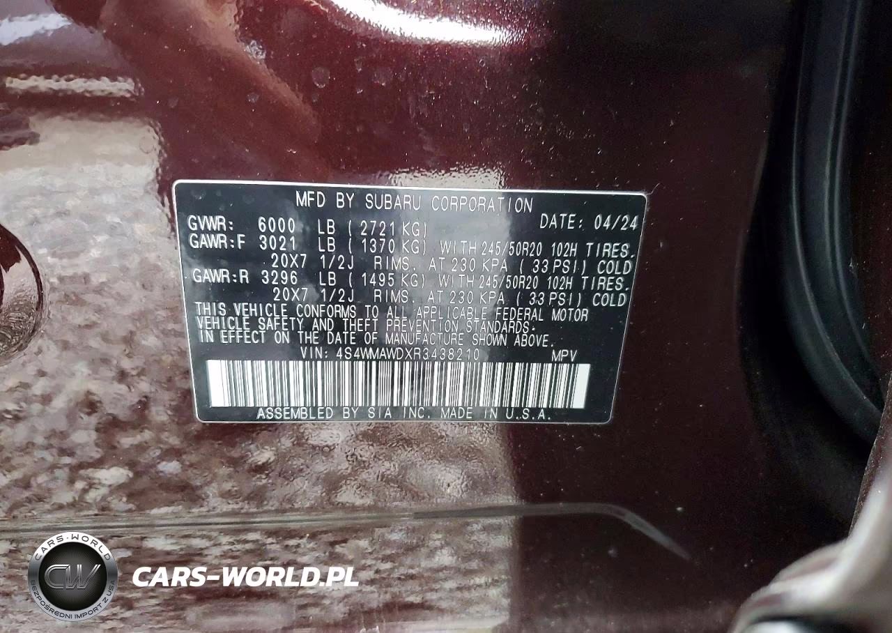 2024 Subaru Ascent Touring VIN:4S4WMAWDXR3438210 - 13