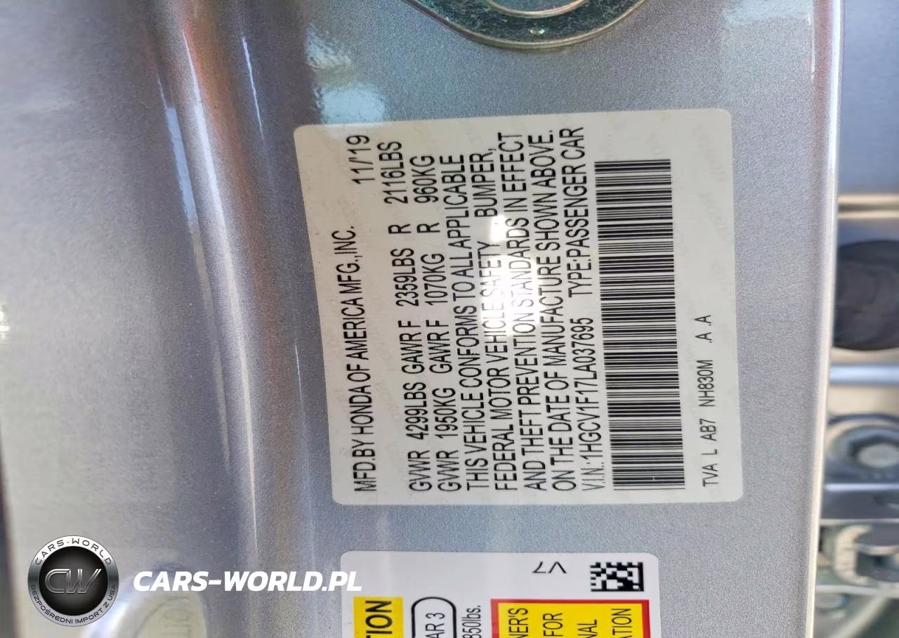 2020 Honda Accord Lx VIN:1HGCV1F17LA037695 - 13