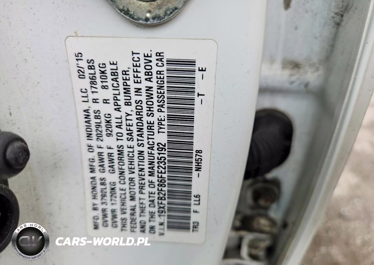 2015 Honda Civic Ex VIN:19XFB2F86FE235192 - 12