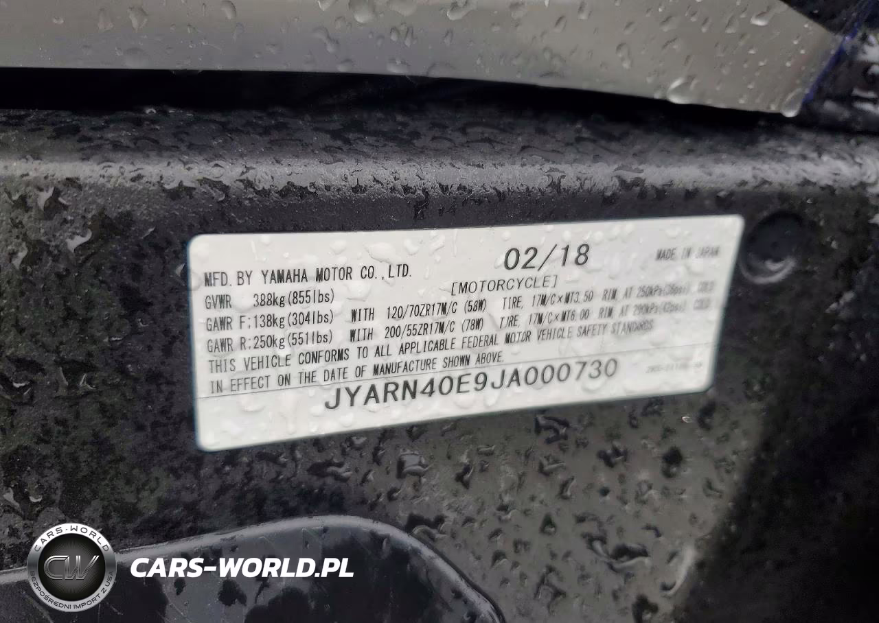 2018 Yamaha Yzfr1M VIN:JYARN40E9JA000730 - 9